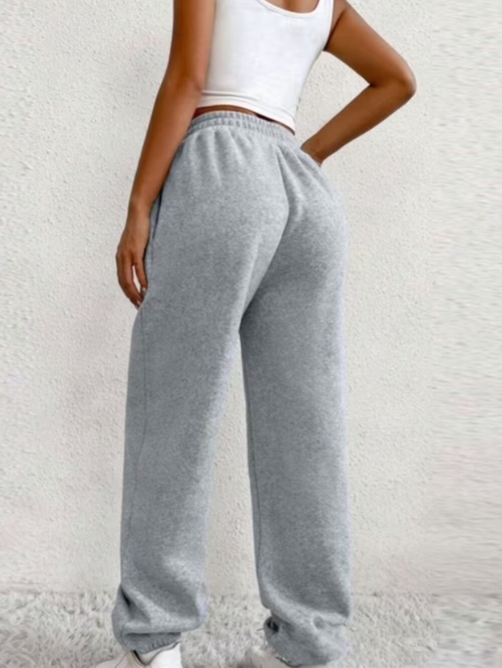 Old Navy Light Gray High-Waist Wide-Leg Track Pants